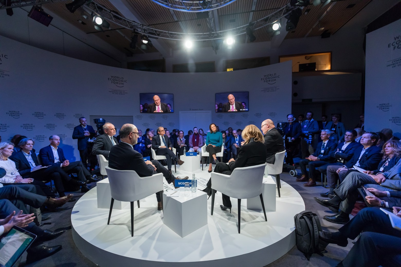 Panel discussion with a group of people discussing a topic