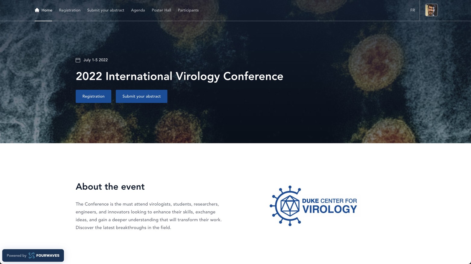 Dark theme event website screenshot