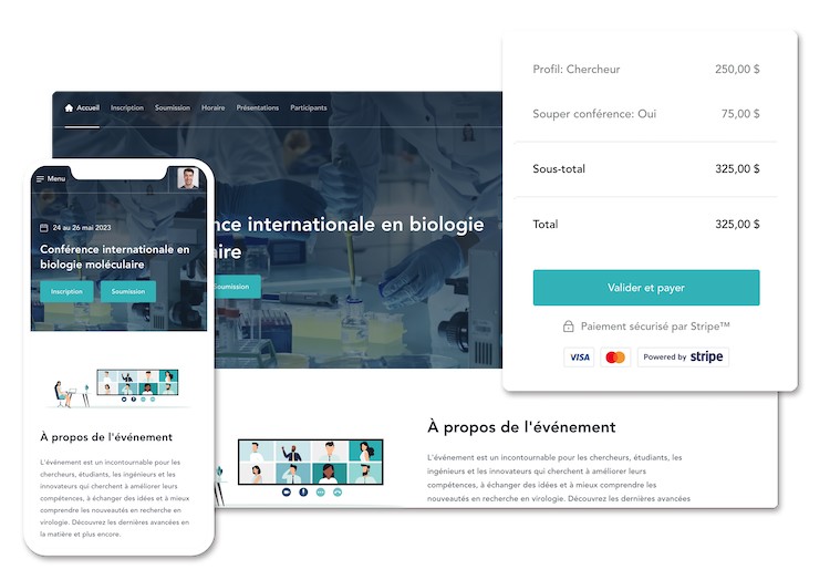 Site web d'événement et inscriptions sur Fourwaves