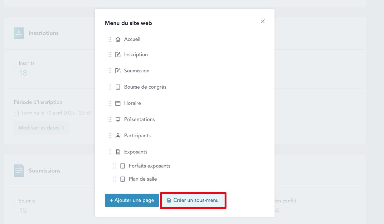Créer un sous-menu